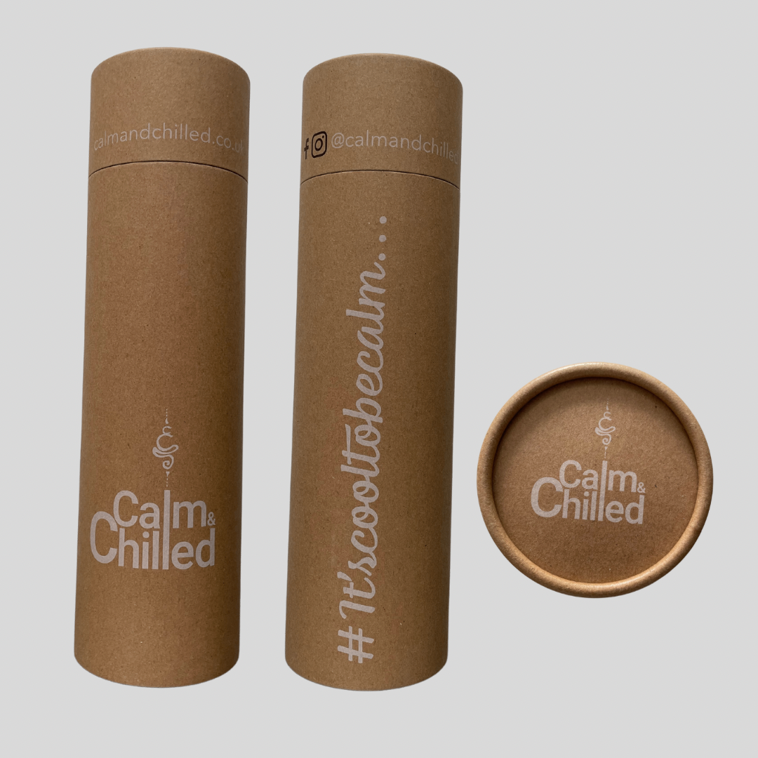 Calm & Chilled Vacuum Insulated 500ml Stainless Steel Water Bottle in Water Drops Print 500ml. Free Personalisation