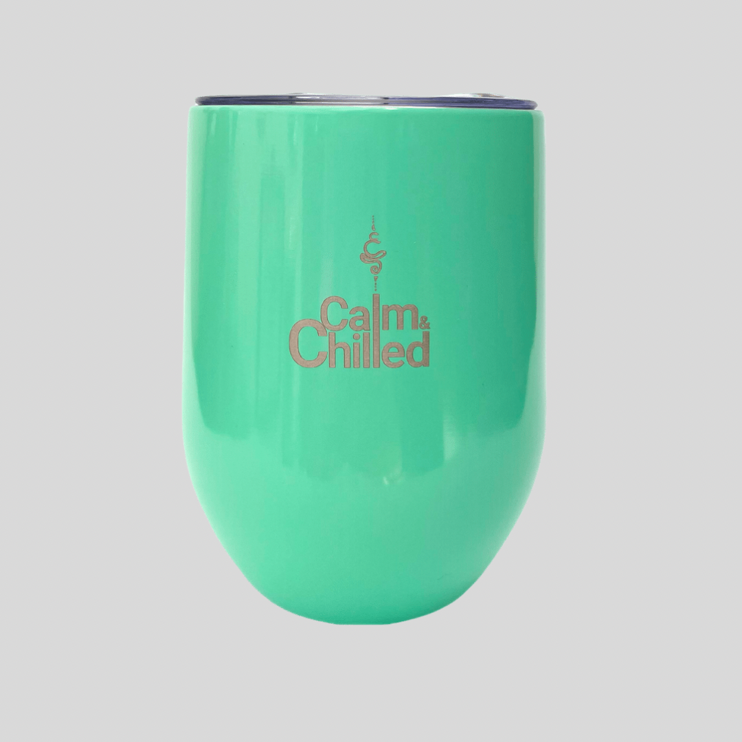 Calm & Chilled Vacuum Insulated Stainless Steel Tumbler in Glossy Aqua Green. Free Personalisation!