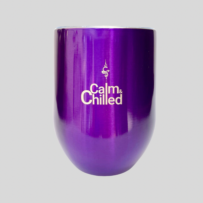 Calm & Chilled Vacuum Insulated Stainless Steel Tumbler in Metallic Dark Purple. Free Personalisation!