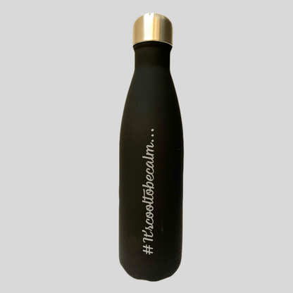 Calm & Chilled Vacuum Insulated 500ml Stainless Steel Water Bottle in Black Rubber Finish 500ml. Free Personalisation