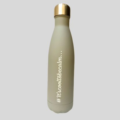 Calm & Chilled Vacuum Insulated 500ml Stainless Steel Water Bottle in Grey Rubber Finish 500ml. Free Personalisation